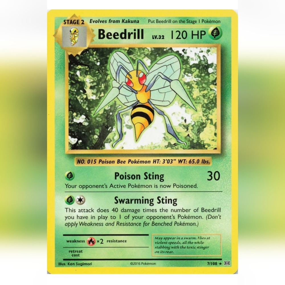 Beedrill Pokemon Card 🔥 120 HP 🟡 7/108